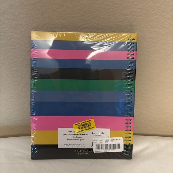 NWT-Kate Spade New York Enchanted Stripe Concealed Spiral Notebook - Picture 3 of 9